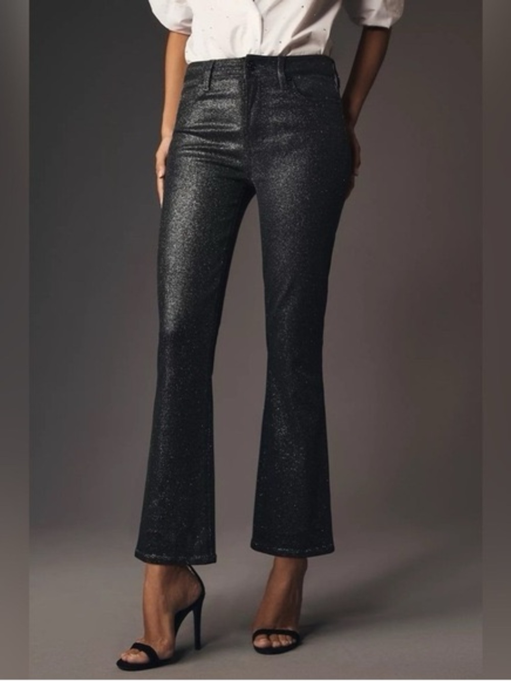 PAIGE Claudine Sparkly Grey Denim Detail Jeans